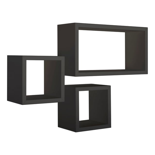 Mensole a cubo da parete Set di 3 pz componibile colore Nero mod. Tribù