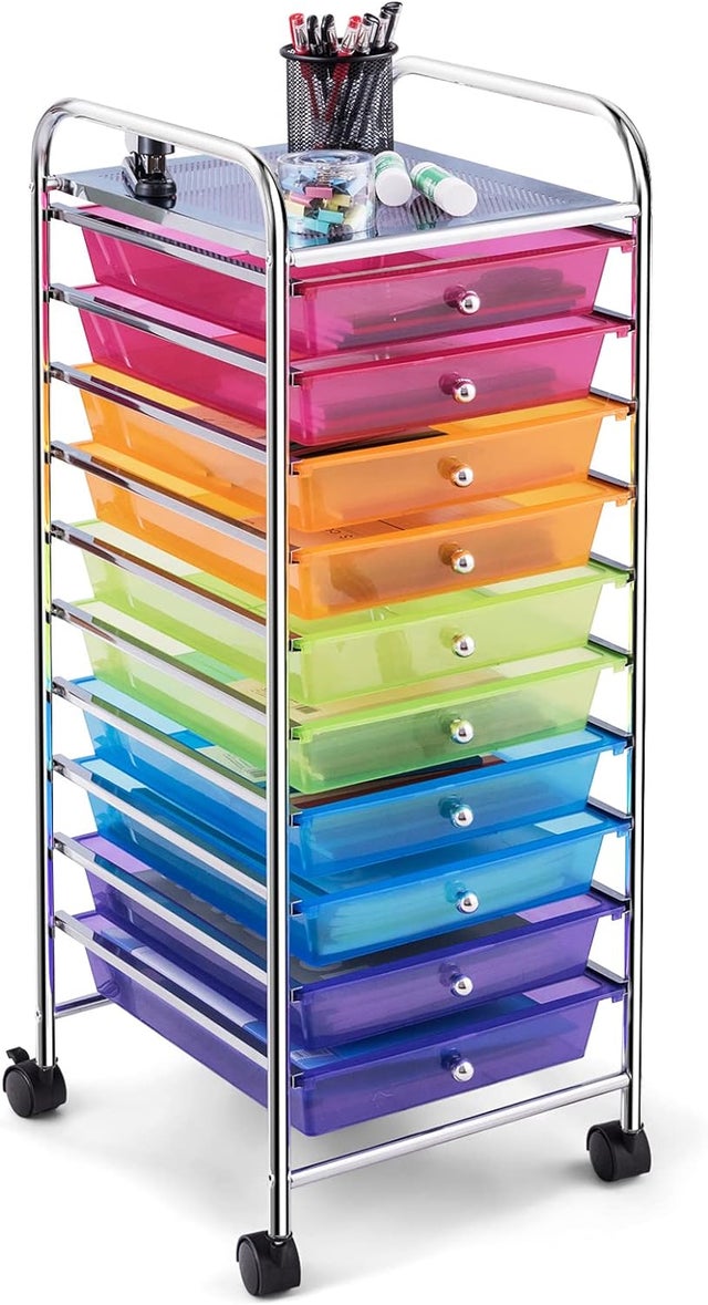 Chariot De Rangement À Tiroirs - TRAHOO - 8 Tiroirs En Plastiques