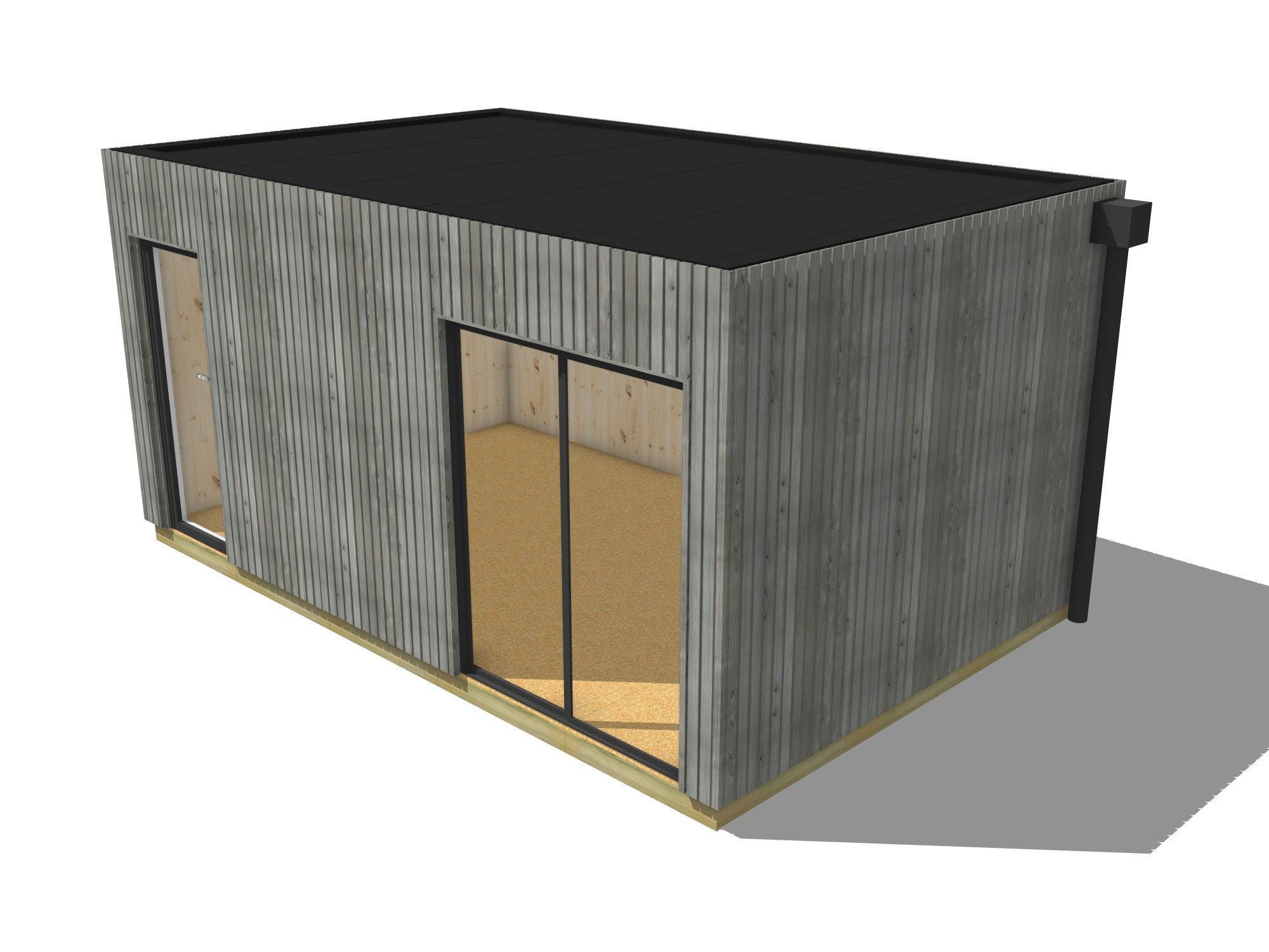 Dépendance jardin sans permis en bois 5,5 x 3,5 x 2,7 m avec plancher isolé - 2