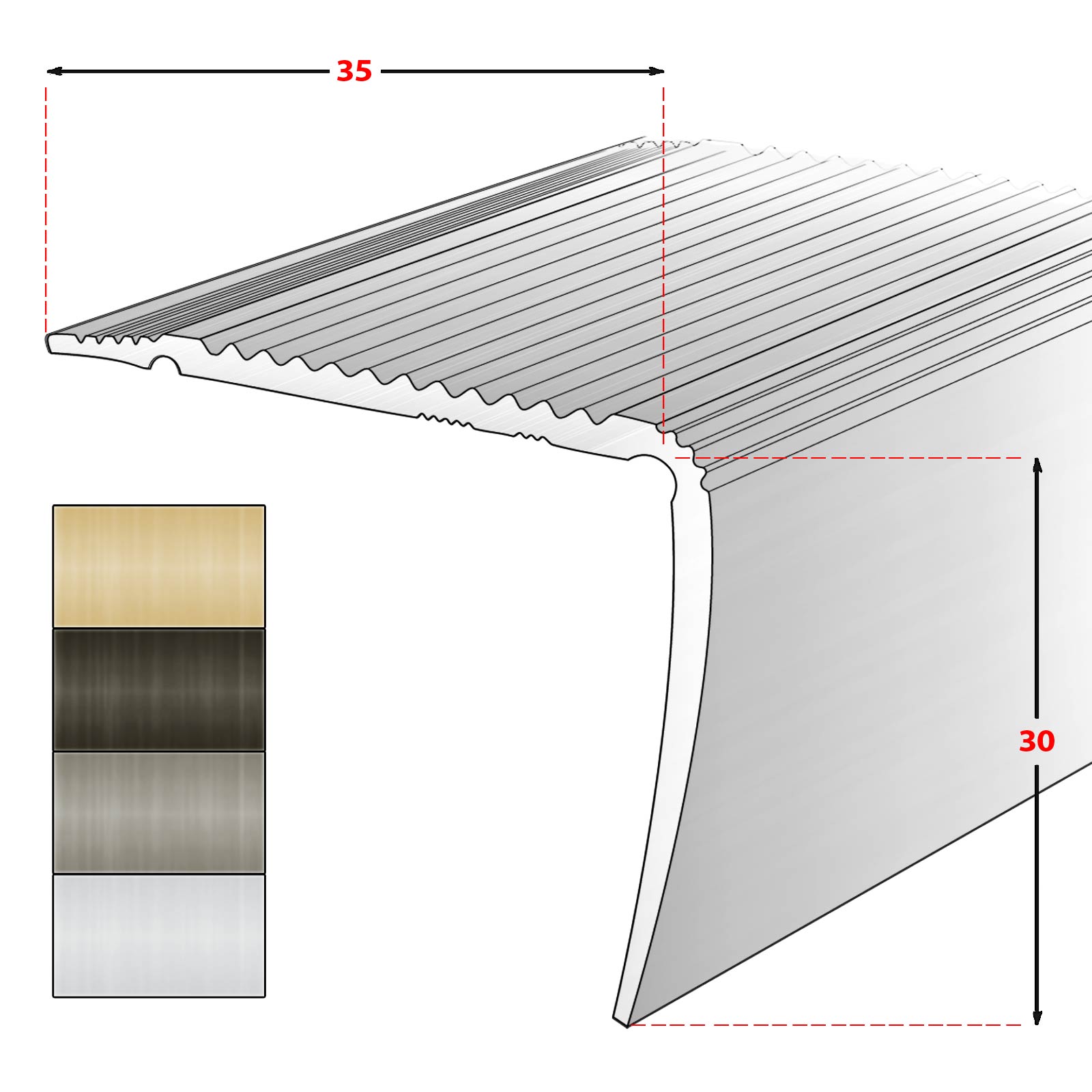 Stringhe integrali, Forma: L 35 x 30 mm Lunghezza: 100 cm, Autoadesivo, Argento - 4