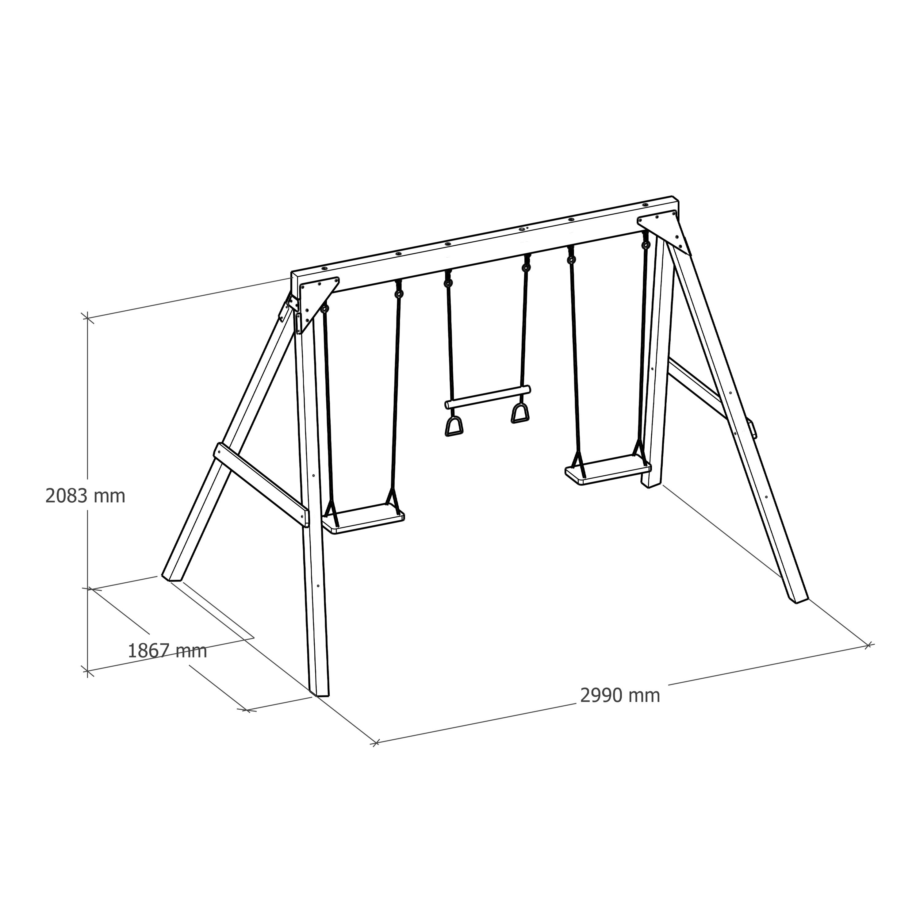 AXI Maya Balançoire Double en Bois FSC Marron avec Trapèze - Portique autoportant avec 2 sièges - Pour enfants avec Trapèze - Garantie 10 ans - 4