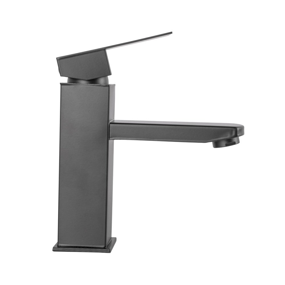 Grifo Lavabo Latón/Zinc, Negro, Agua Caliente-Fría, Latiguillos, Caño Bajo, Monomando [QLI-FA-4311] - 2