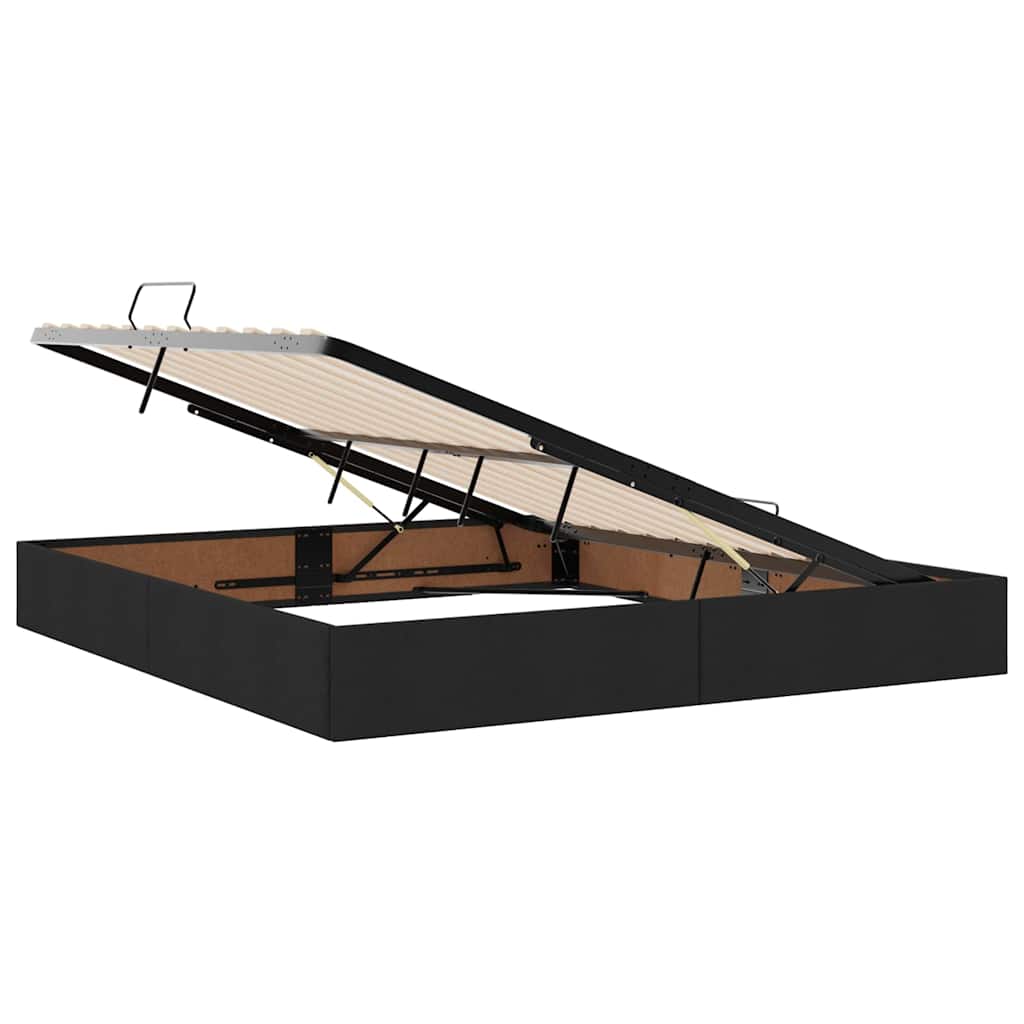 Lit avec rangement et matelas noir 180 x 200 cm en velours - 6