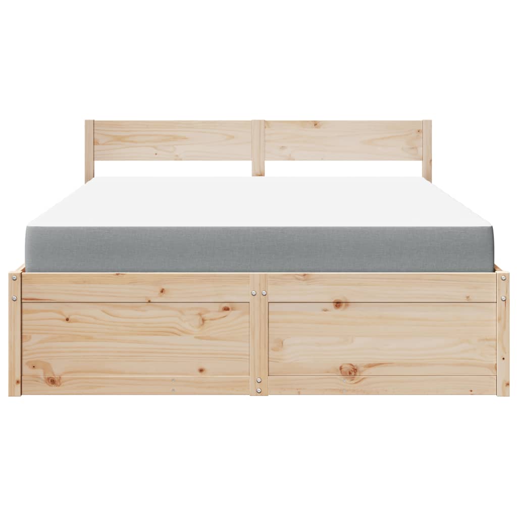 Lit avec tiroirs et matelas 160 x 200 cm bois massif de pin - 4
