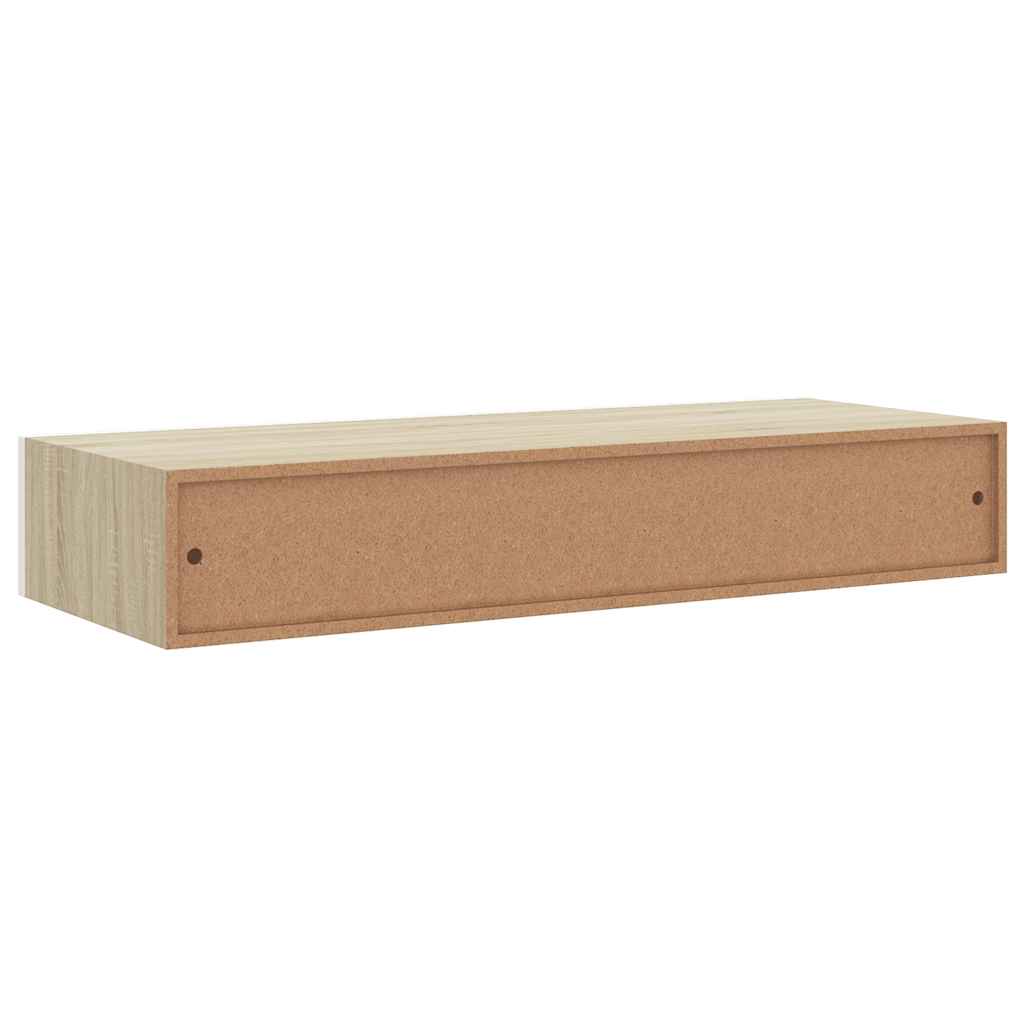 Étagères à tiroir murales 2 pcs Chêne et blanc 60x23,5x10cm MDF - 9