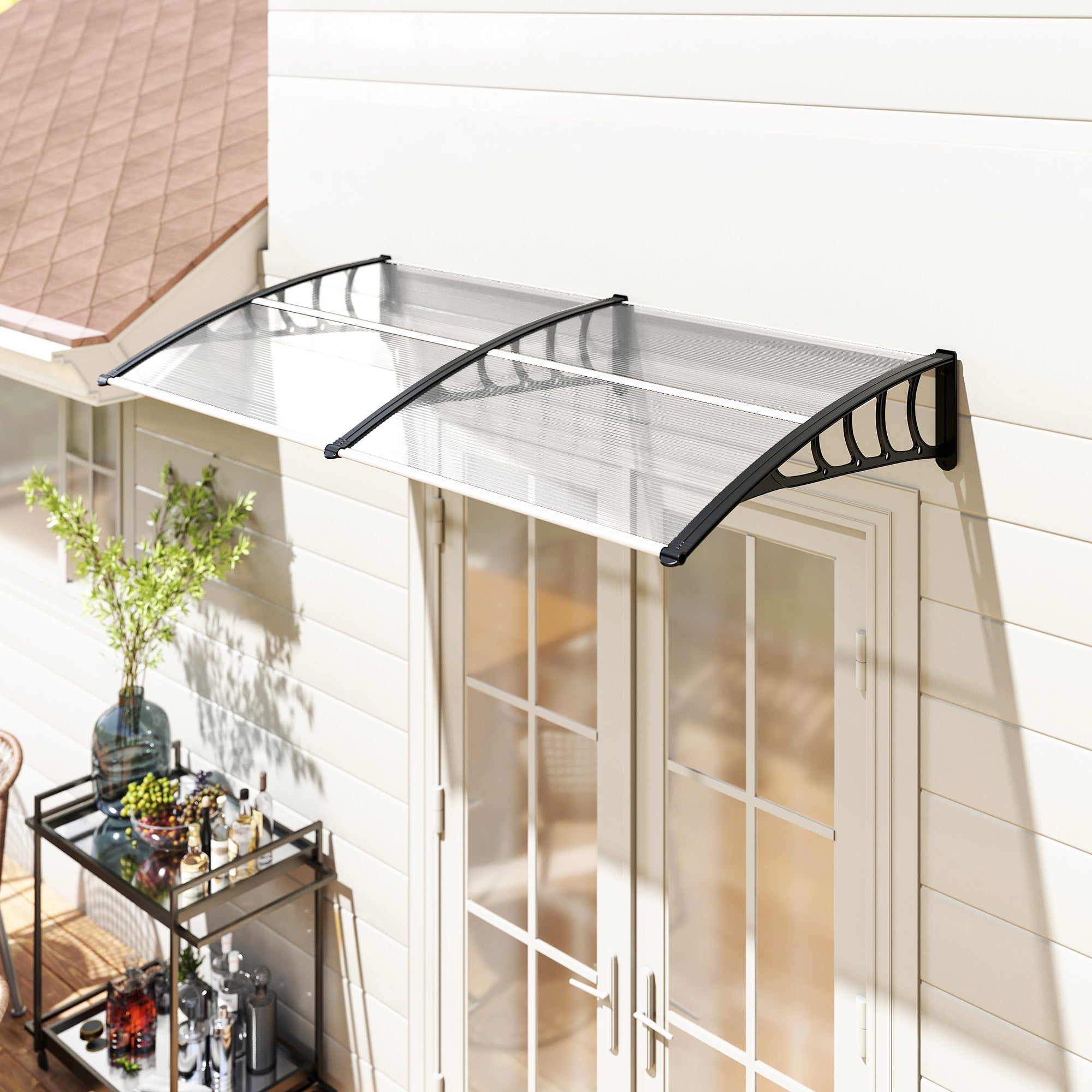 Marquesa exterior de policarbonato Outsunny 200x96x27 cm transparente - 2