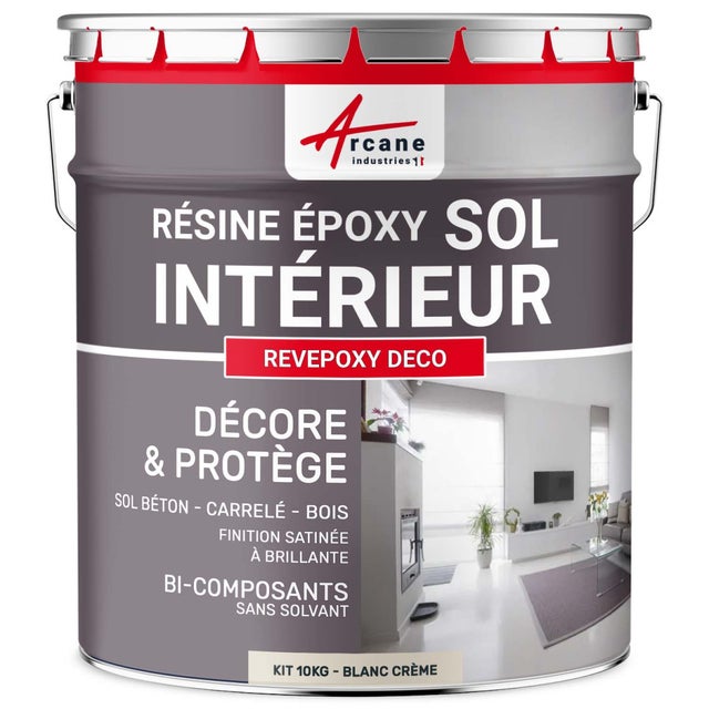 PEINTURE EPOXY SOL - REVEPOXY DECO - 10 kg (jusqu'à 50 m² en 2 couches) Blanc Crème - RAL 9001 - ARCANE INDUSTRIES