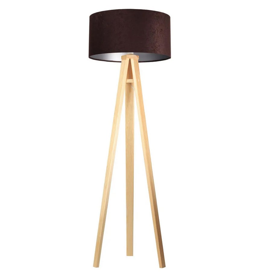 Lampa stojąca HOME 50 brązowa/srebrna/sosna