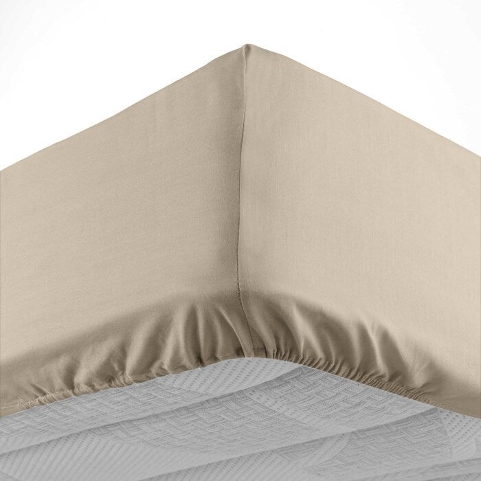 Drap housse 2 personnes 140 x 190 cm uni 57 fils lina Sable - 2