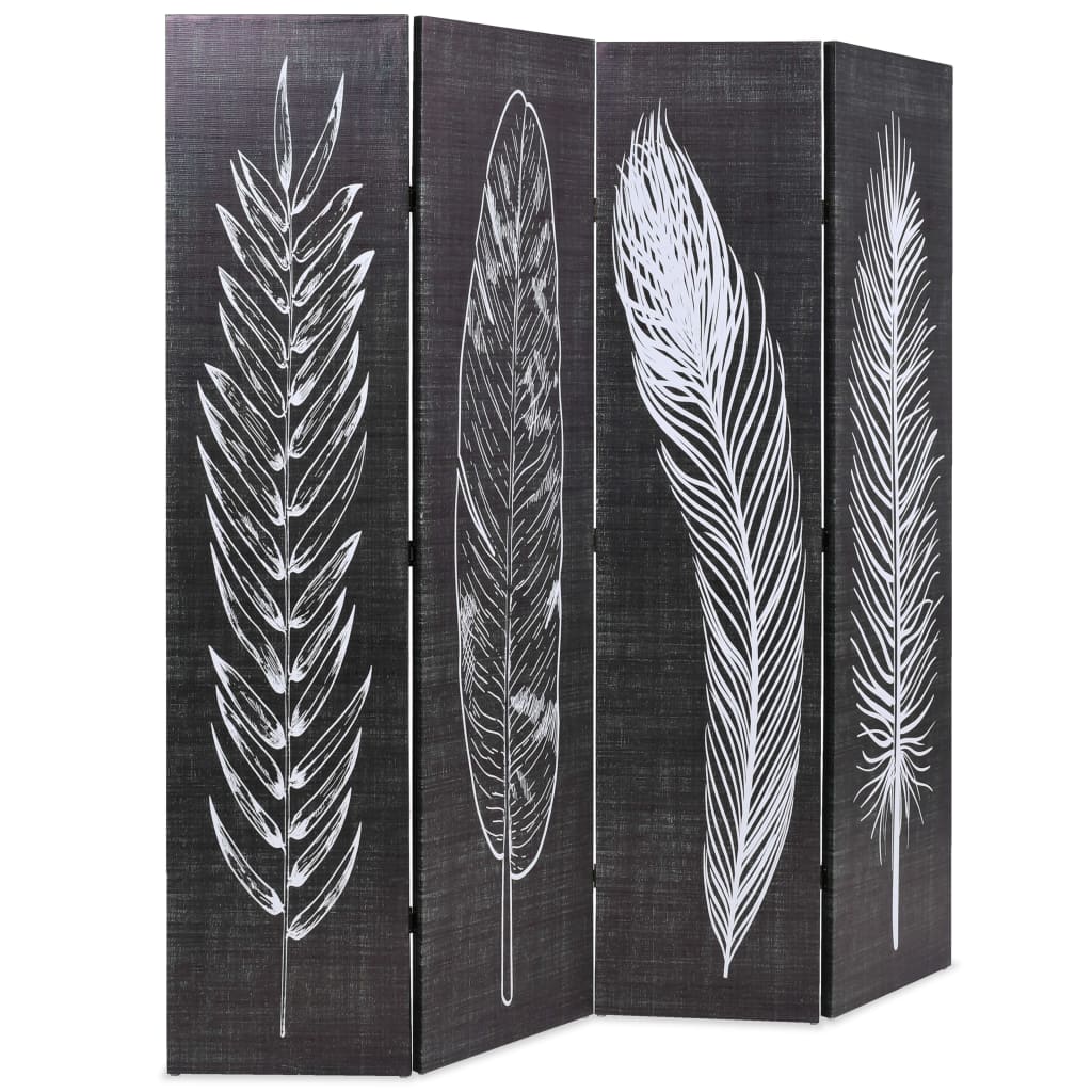 Biombo separador | biombo divisor | paravientos plegable 160x170 cm plumas blanco y negro cfw50618