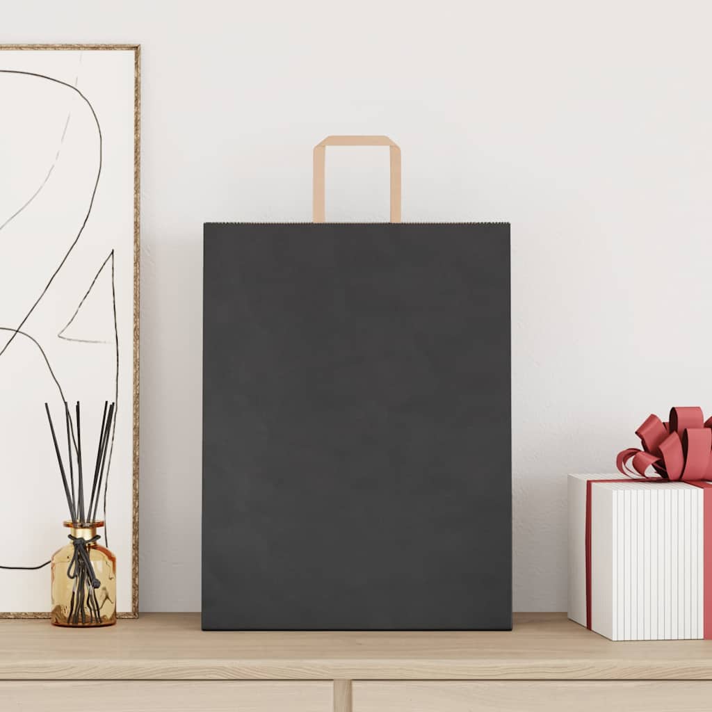 Torby papierowe 250 szt. z uchwytami Czarne 32x12x42 cm vidaXL