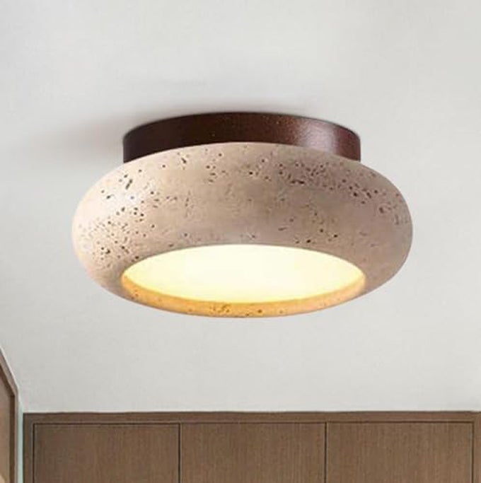 Lampa sufitowa LED z drewna orzechowego w nowoczesnym minimalistycznym stylu z trawertynu żółtego do salonu łazienki korytarza i na schody K