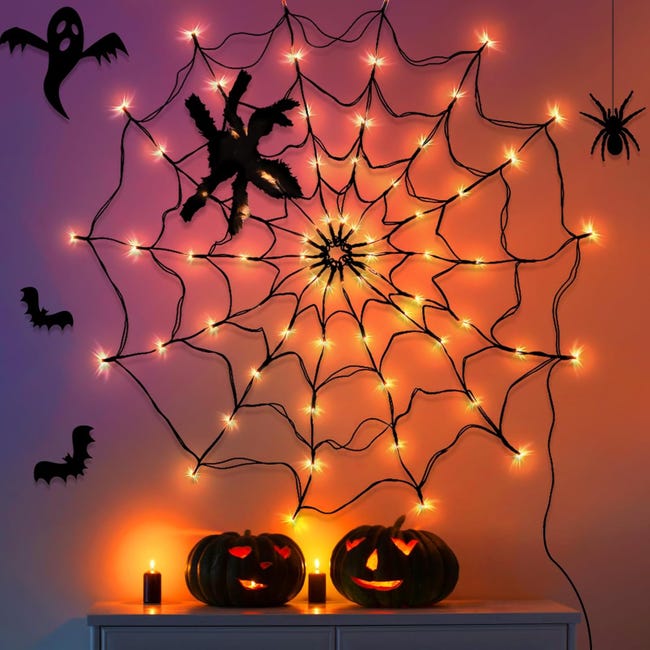 Hiseng Toile d'araignée d'halloween avec 50cm Fausses Araignées Hiseng Toile d'araignée d'halloween avec 50cm Fausses Araignées