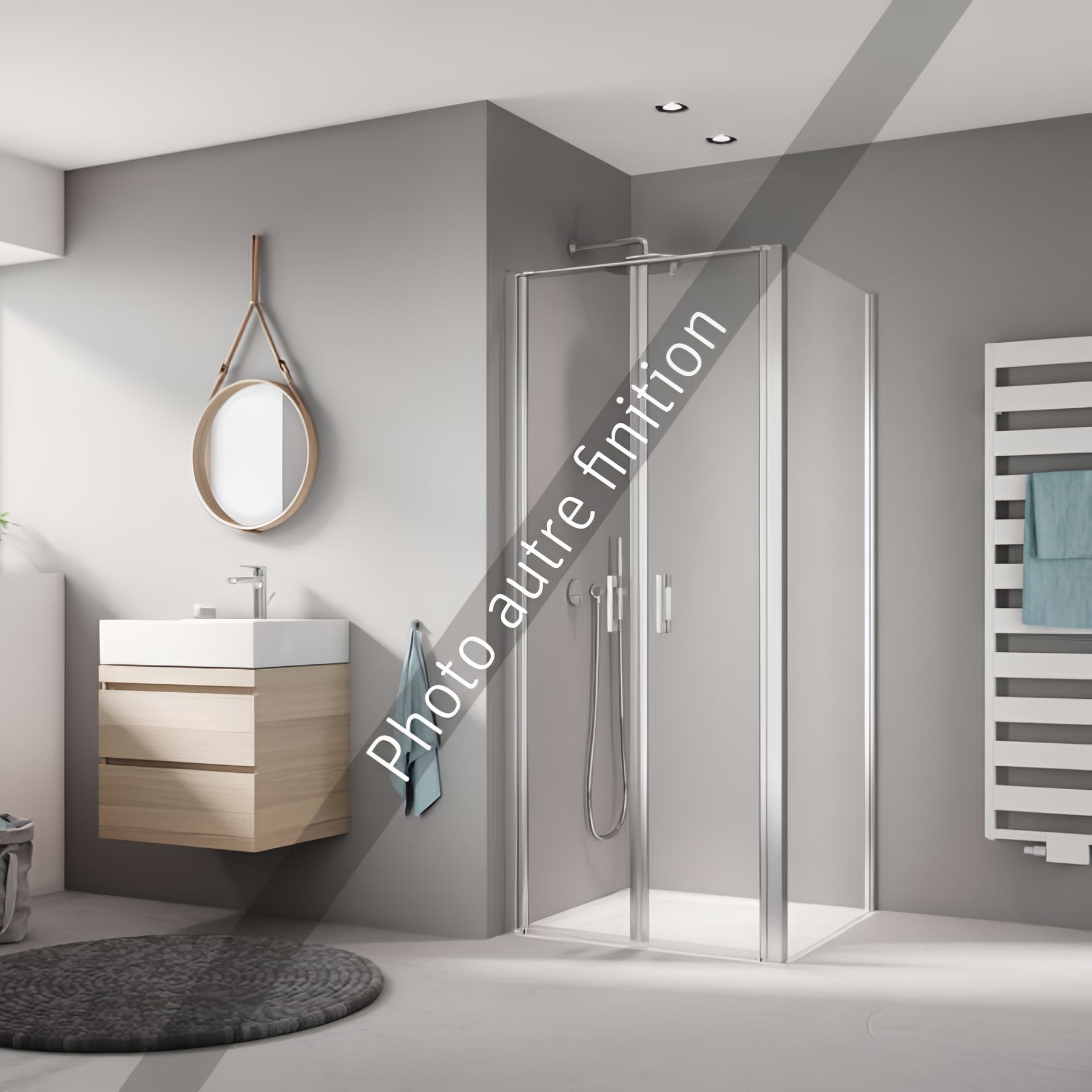 Paroi de douche 2 battants largeur 93cm hauteur 2,00m argent finition mat verre clair clean - 2