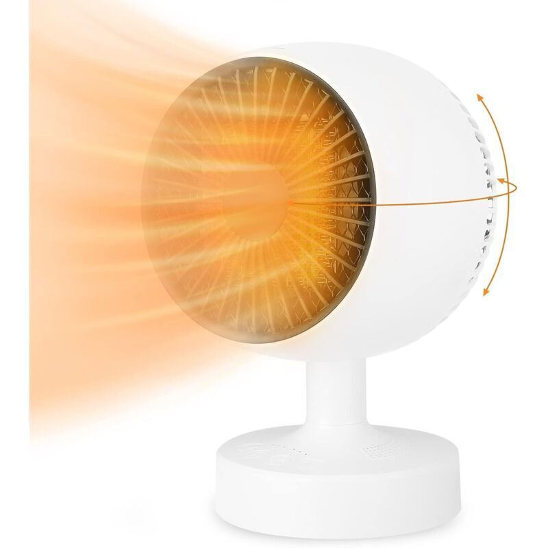 Ventilator electric de încălzire Nokeso 500W PTC, reglare 120° sus/jos + 160° stânga/dreapta, 3 moduri, pentru baie, birou