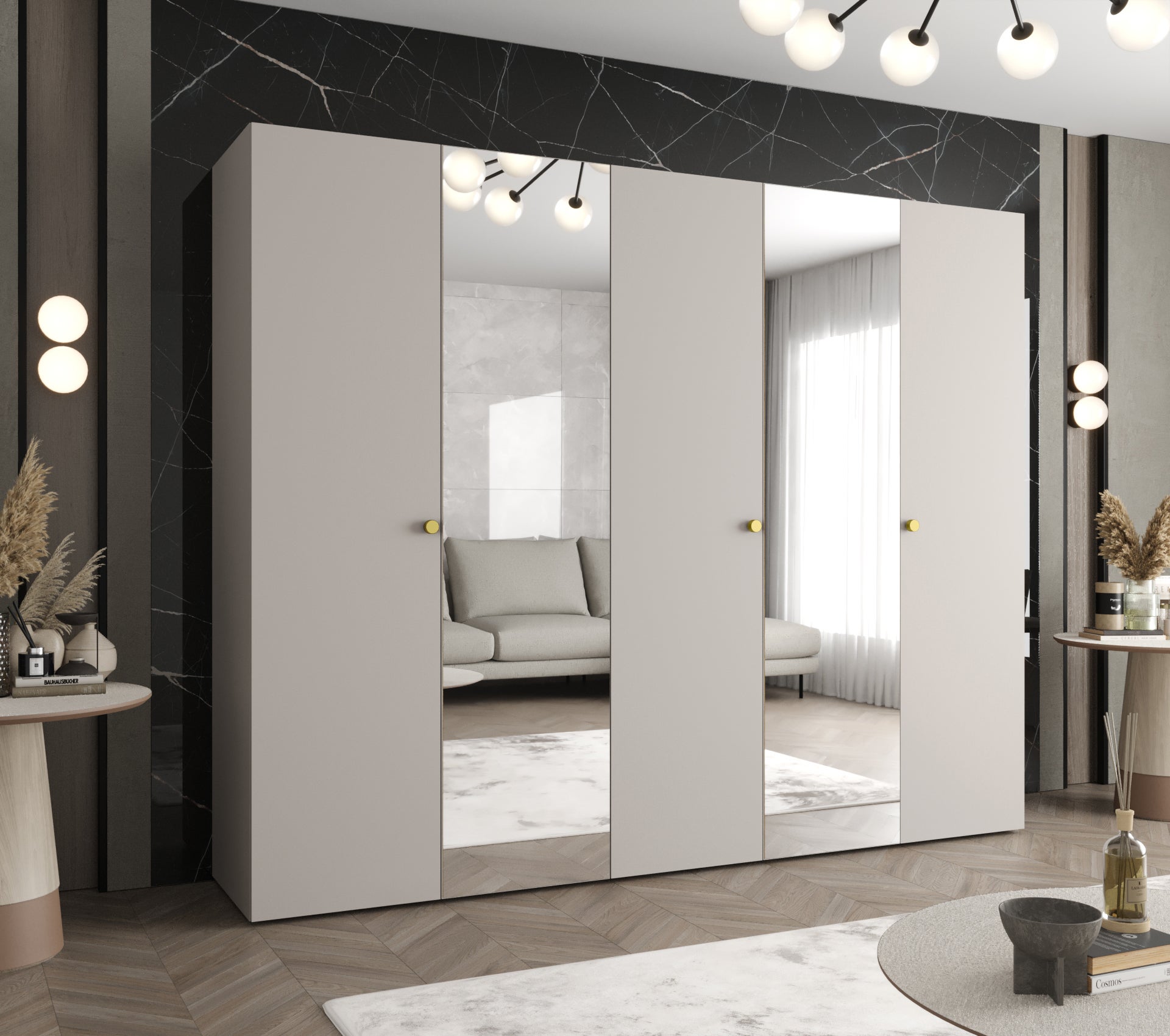 Szafa uchylna otwierana Parma 2 250 x 52 x 202 cm kaszmir + u. złoty Abiks Meble - 2