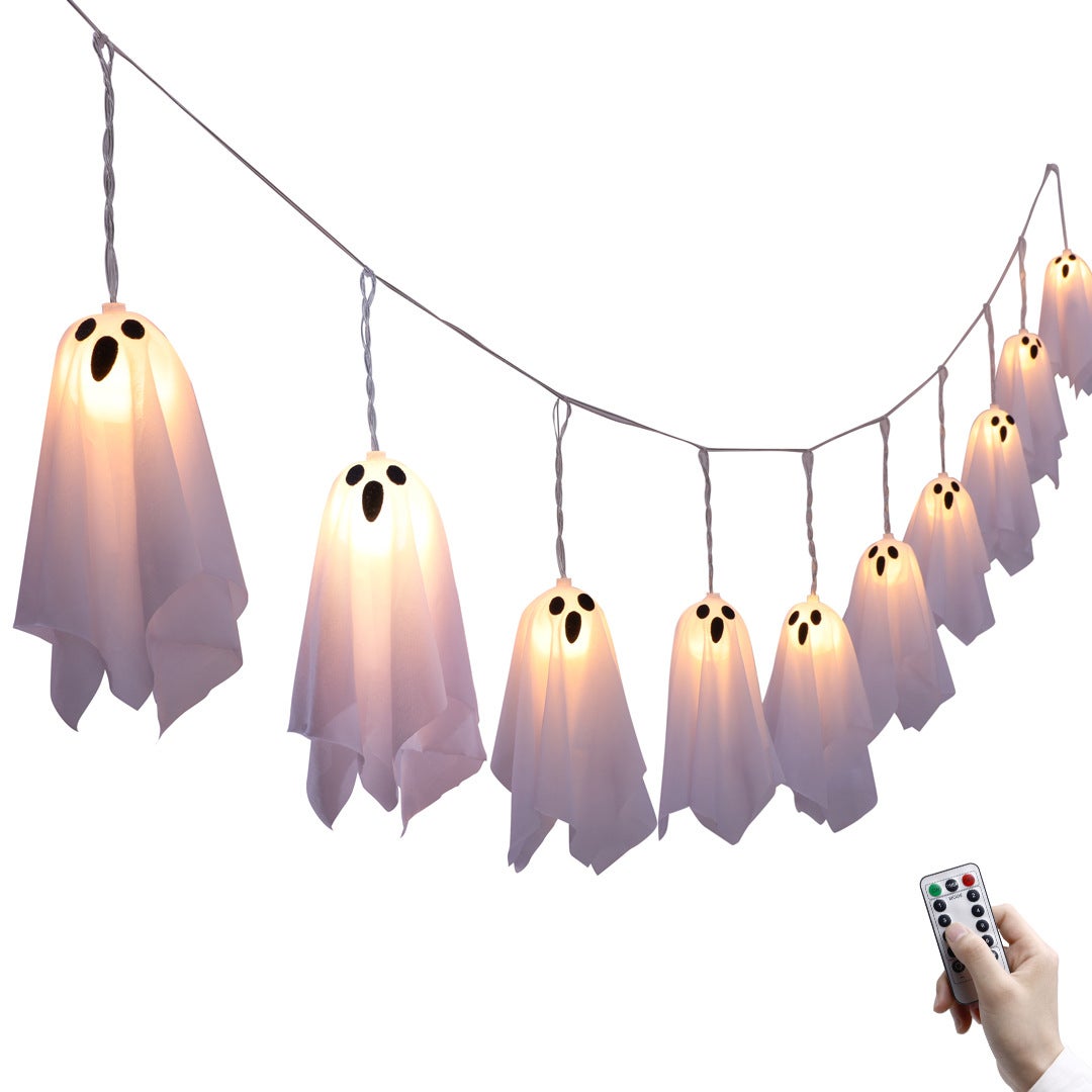 2PCS Fantômes Halloween Suspendus LED Avec Chapeaux De Sorcière - Décoration Effrayante Intérieur Extérieur