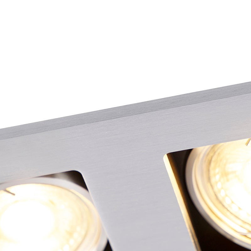 Set di 6 faretti da incasso rettangolari in alluminio a 2 luci - Qure - 4