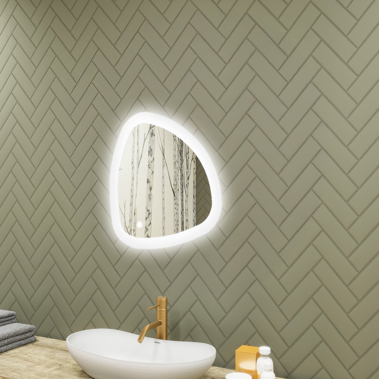 Miroir LED Lumineux Sur Mesure 110x80 Cm Lucy - Personnalisable Avec Haut-Parleurs, Miroir Maquillage - Pour Salle De Bain Moderne - 11