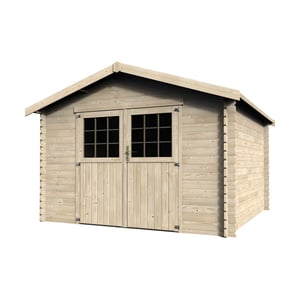 ABRI DE JARDIN BOIS FLOVENE - 9,00 m² - Ep : 28 mm - 3,26x3,26 - couleur naturel - Décor et Jardin