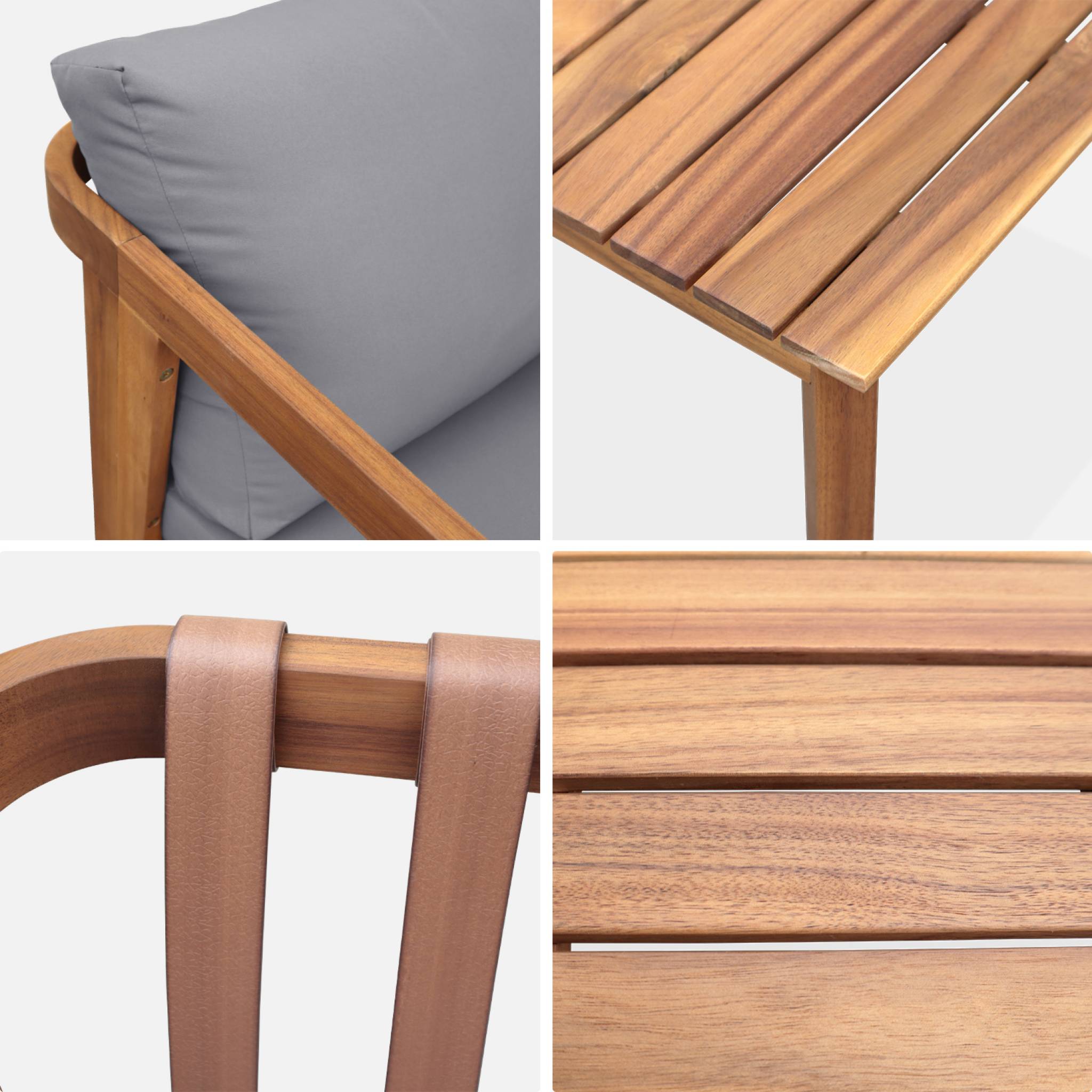 Salon de jardin en Bois Gris 4 personnes - 6