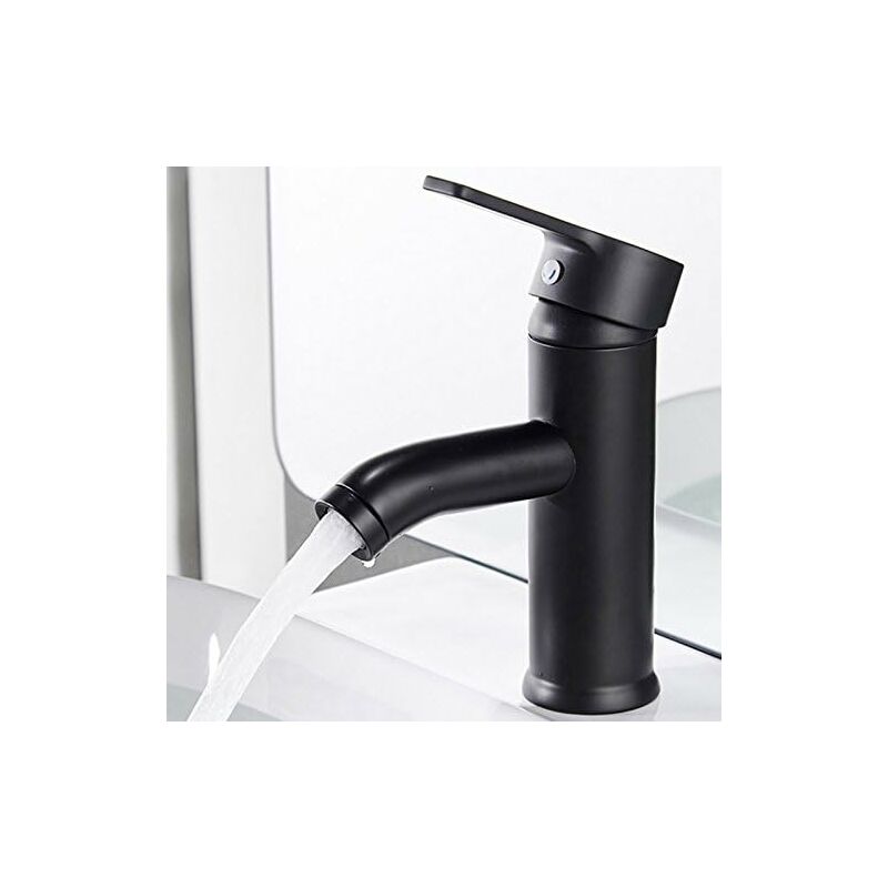 Robinet Lavabo Noir Mat Rétro | Mitigeur Monotrou Cuivre - Salle De Bain Design