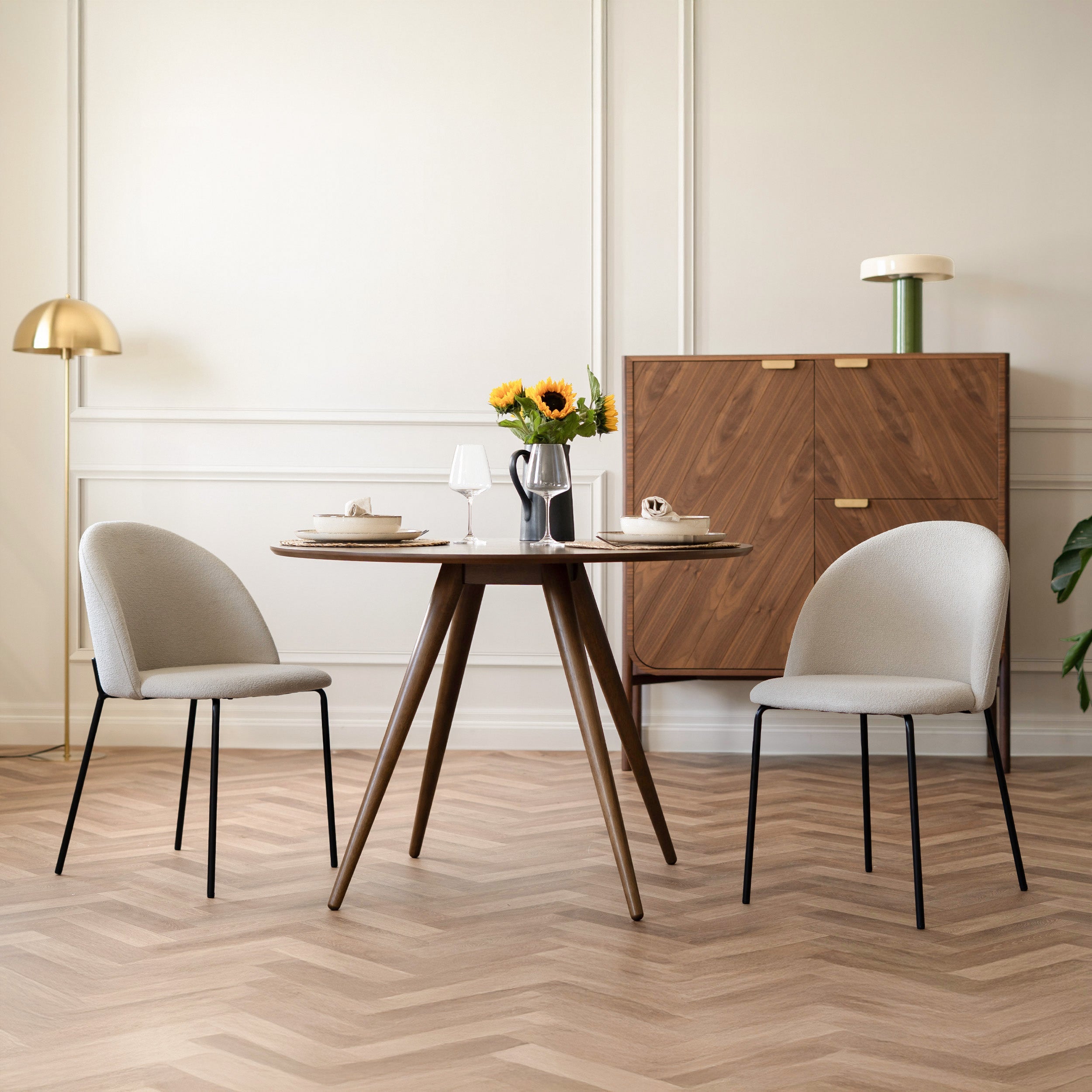 Set di 2 sedie in tessuto beige bouclé - Karl - 2