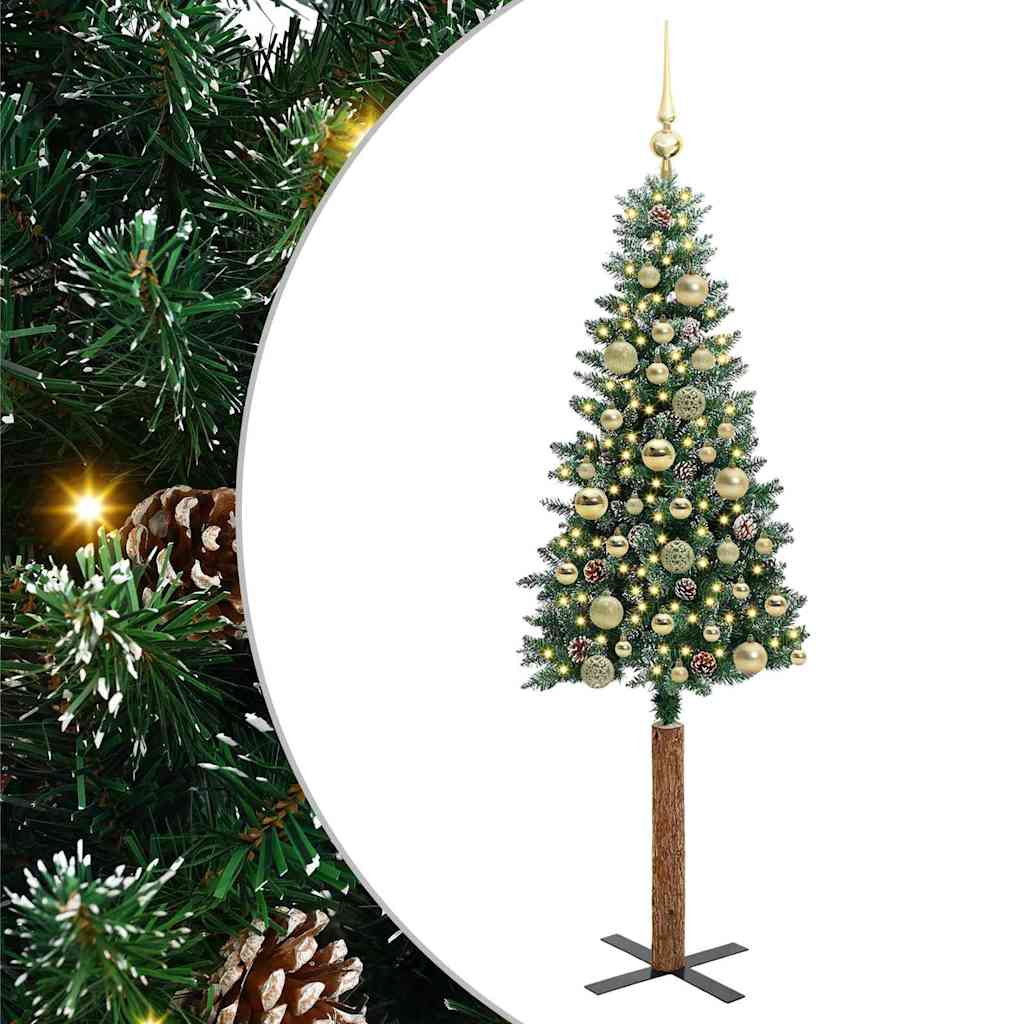 Szczupła Choinka z 150 diodami LED Zielony i Biały 150 cm