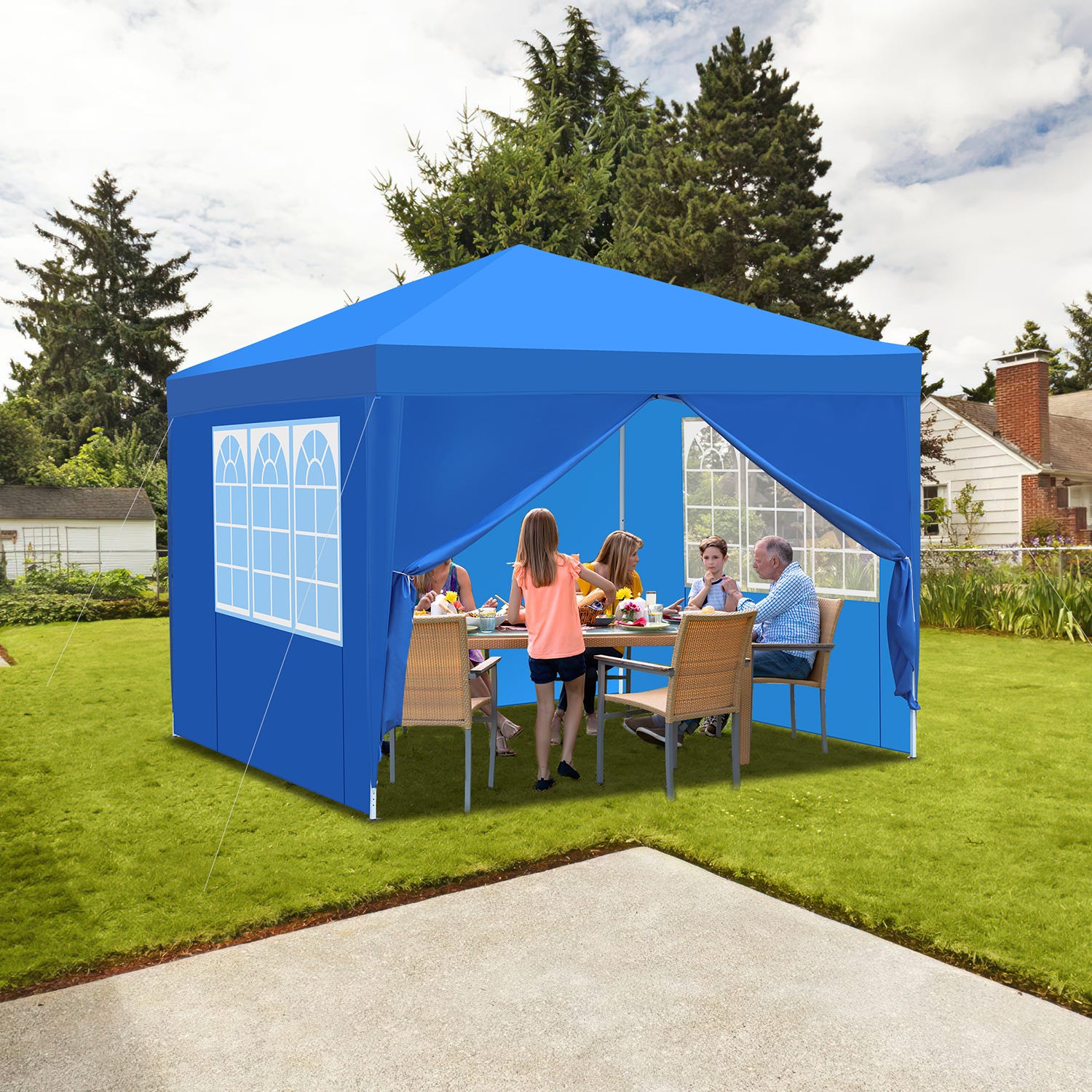 Laneetal Gazebo Da Giardino Con Pareti Laterali, Pergola Per Campeggio, Feste, Spiaggia, Gazebo Pop-up Esterni, Con Borsa Per Il Trasporto, 3x3 M Pieghevole, Blu