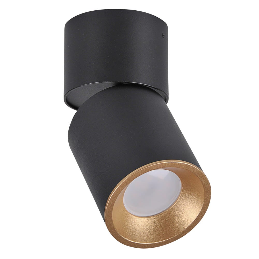 Reflektor sufitowy spot natynkowy Astra okrągły czarny ze złotym środkiem 1xGU10x10W wym: 16,5 x 8,2 cm aluminium Polux