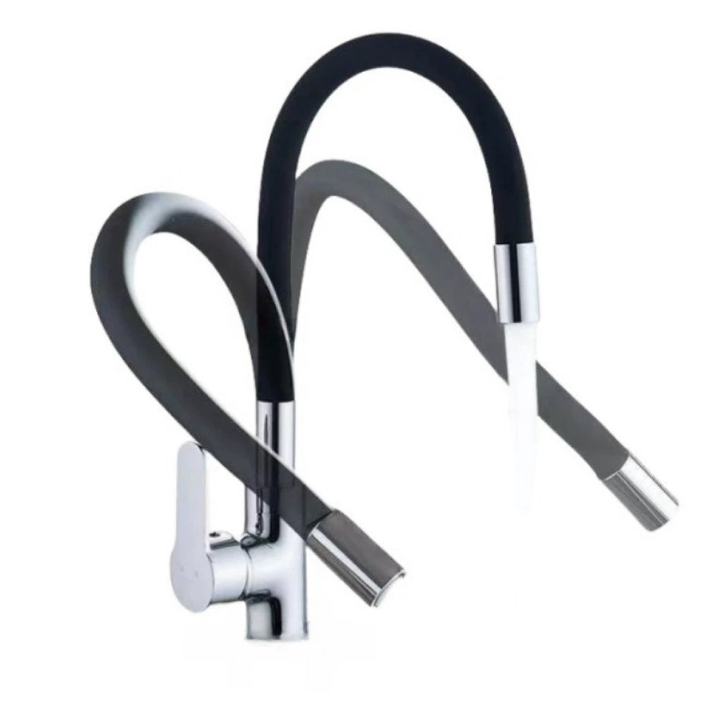 Bateria kuchenna z mieszaczem i elastyczną wylewką, bateria kuchenna, obrotowa 360°, elastyczna bateria mieszaczowa, czarna