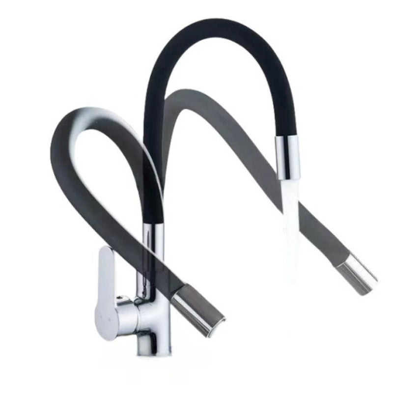 Bateria kuchenna z mieszaczem i elastyczną wylewką, bateria kuchenna, obrotowa 360°, elastyczna bateria mieszaczowa, czarna