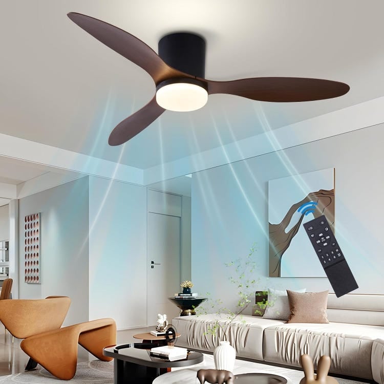 Ventilateur de plafond avec lumière, télécommande/contrôle par application, 6 vitesses de ventilation, minuterie, gradation continue (132 cm) - 9