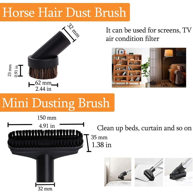 6 Pièces Accessoires pour Aspirateur-Convient aux Aspirateurs de Calibre 32 mm à 35 mm-pour Embout Aspirateur Karcher, Rowenta, Xoiture, Bosch, Miele - 4