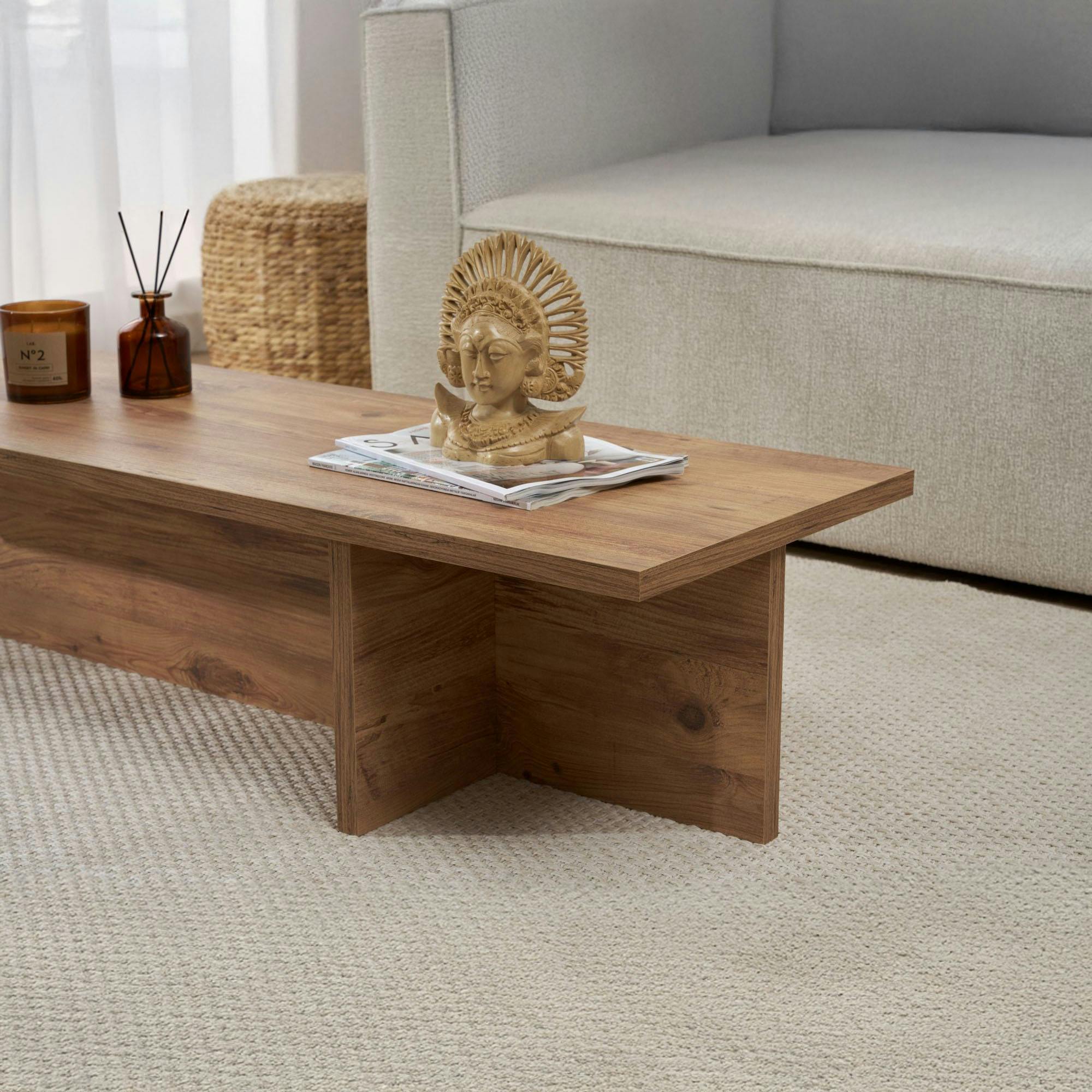 Table basse moderne minimaliste - effet bois de pin MARFA - 4