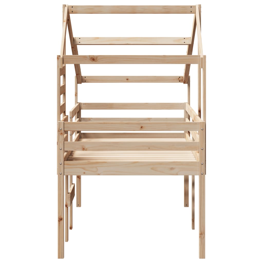 Lit haut avec toit 75x190 cm bois de pin massif - 5