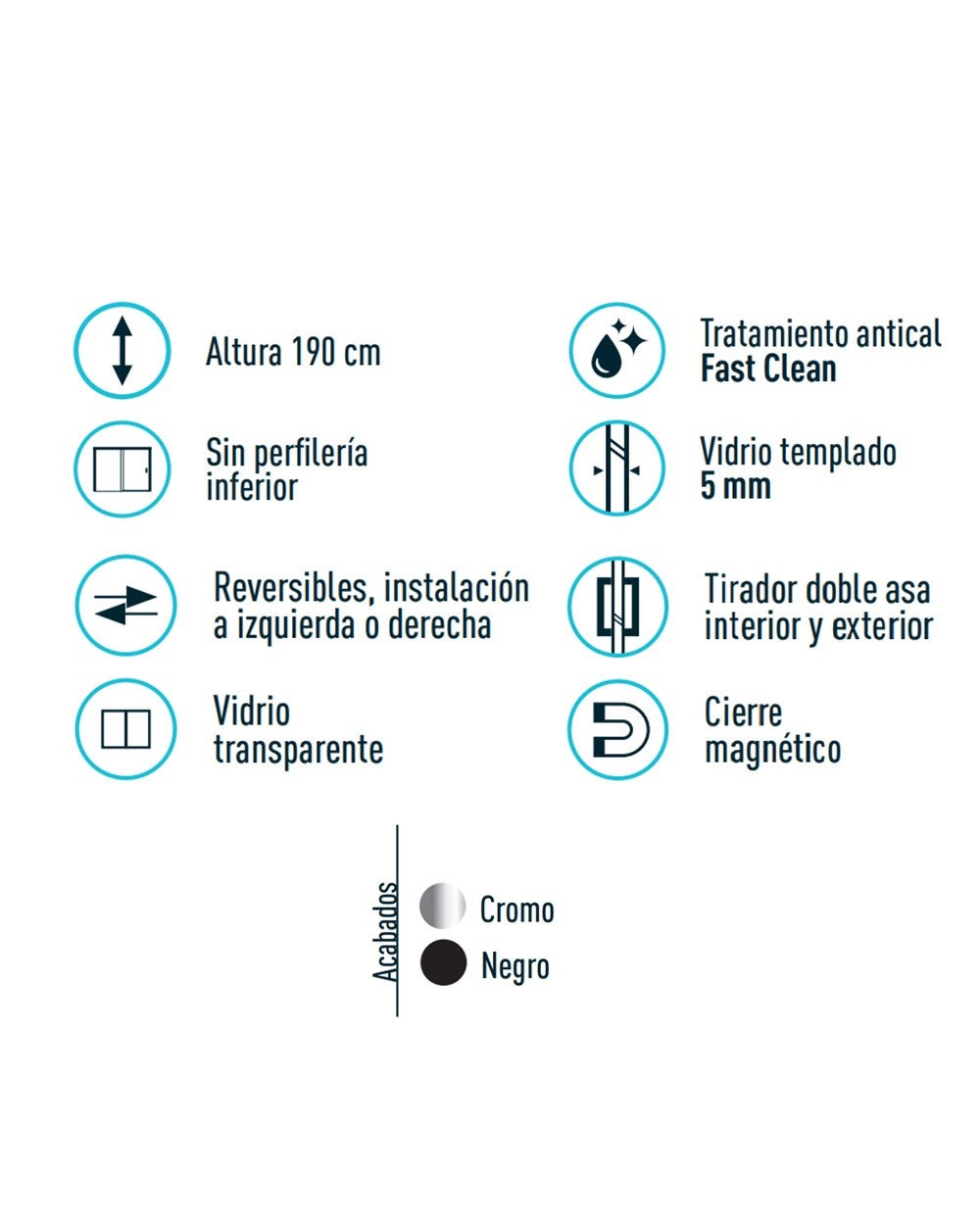 Mampara Ducha Frontal Corredera 1 Puerta 1 Fijo | Alto 190cm Transparente | Cromo Brillo 150cm (Adaptable 148-152cm) - 4