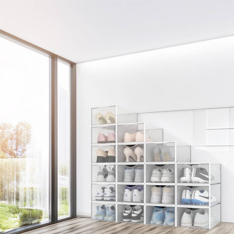 Range chaussure - Boites à chaussures - Blanc et transparent - Lot de 18 - SECURY-T - 3