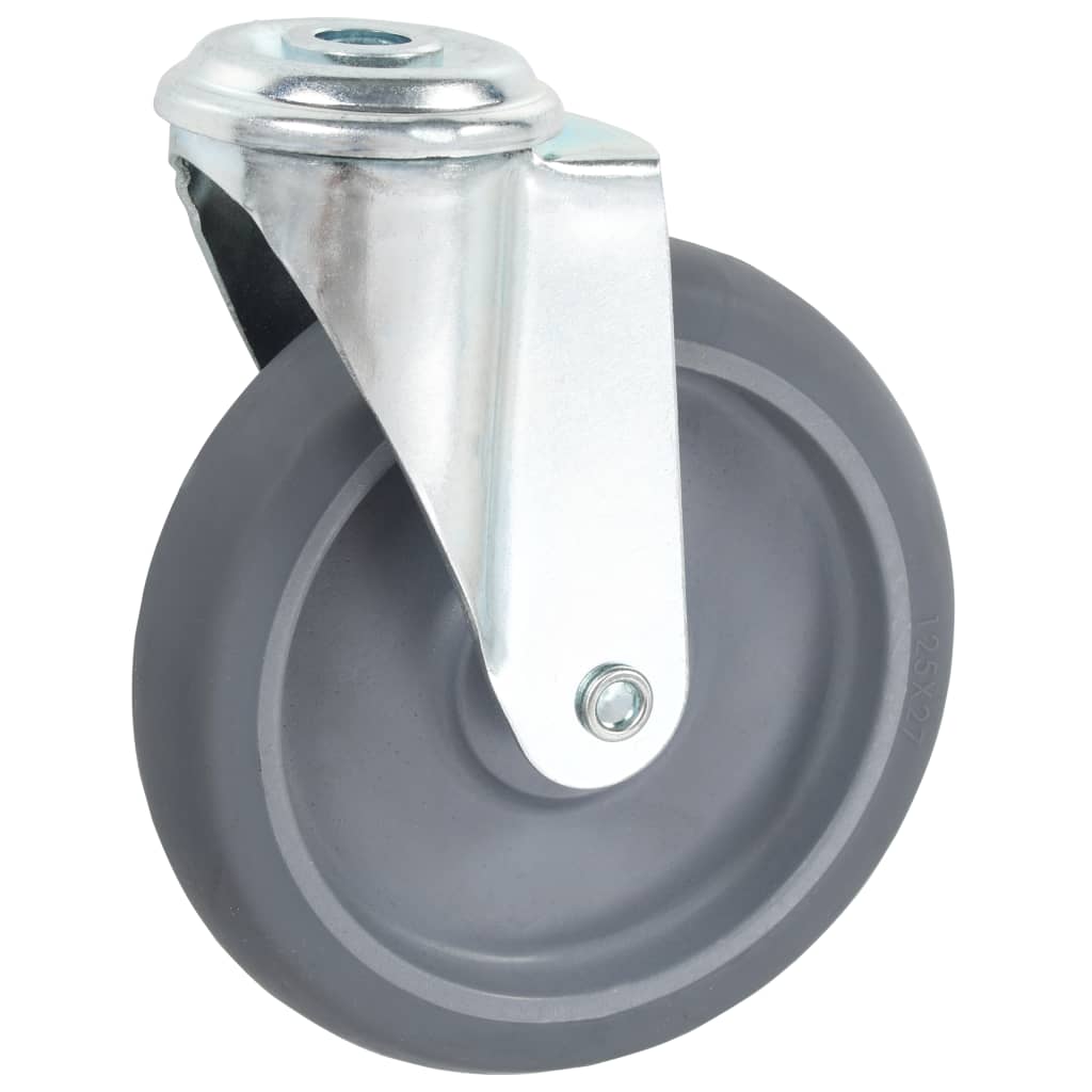Lot De 4 Roulettes Lourdes Freinées 125mm - Fixation à Boulon - Pour Meubles, Chariots