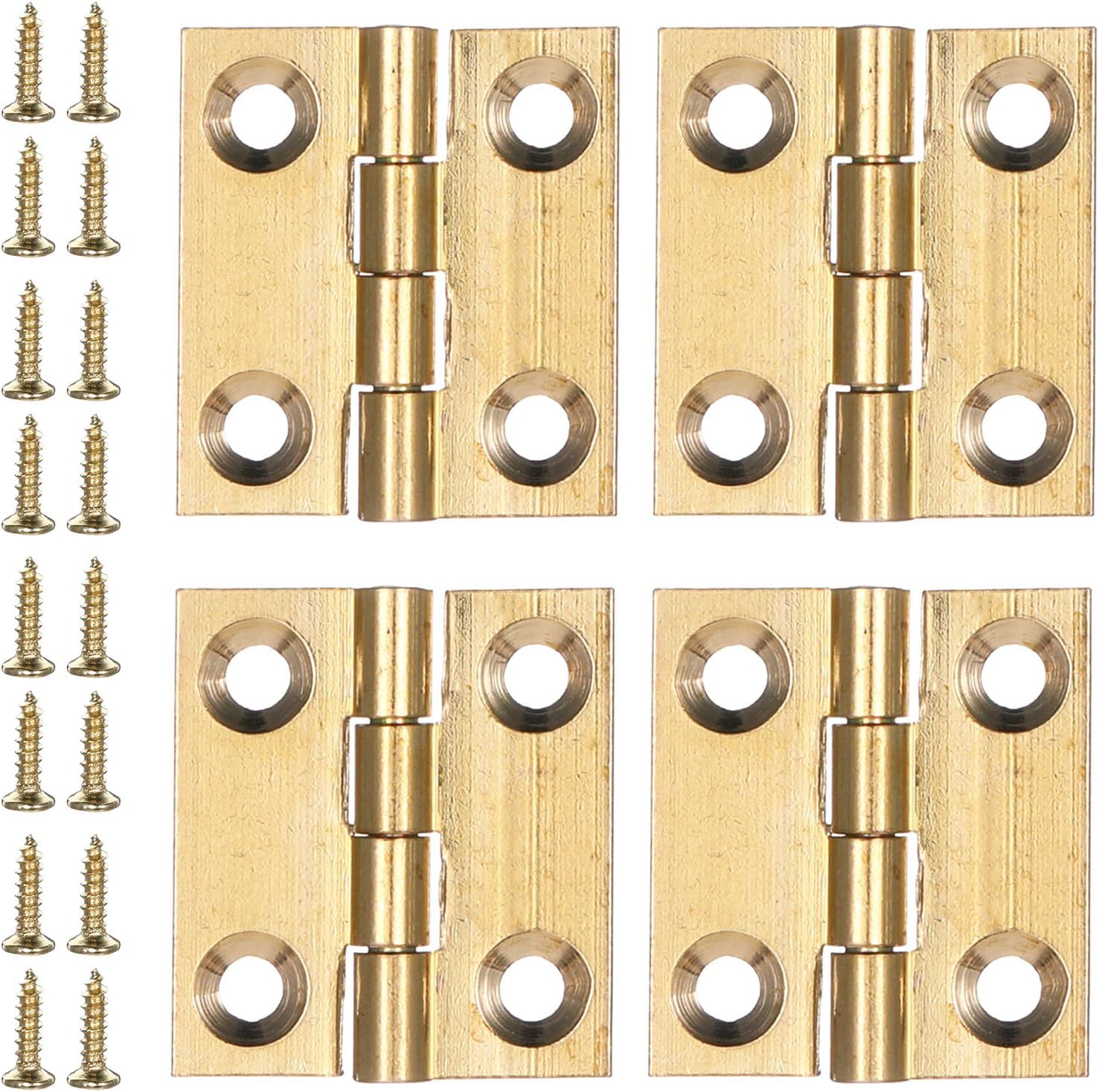 4 małe zawiasy, 25×22 mm, jakość mosiądzu, mini zawiasy składane, złoto, zawias do szafki ze śrubami do biżuterii, pudełko drewniane
