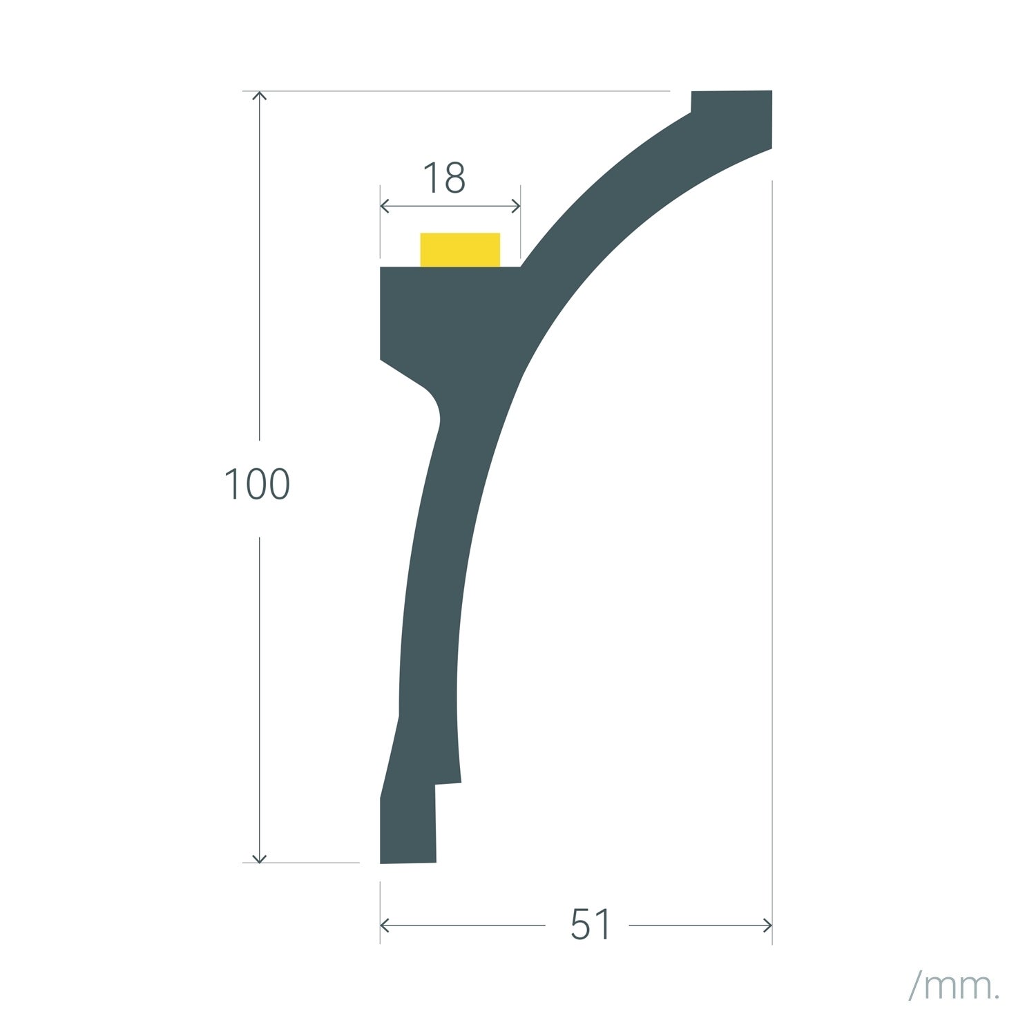 Moulure Flame 2m pour Ruban LED | Éclairage Décoratif Indirect | Installation Facile, Blanc, PS - 5