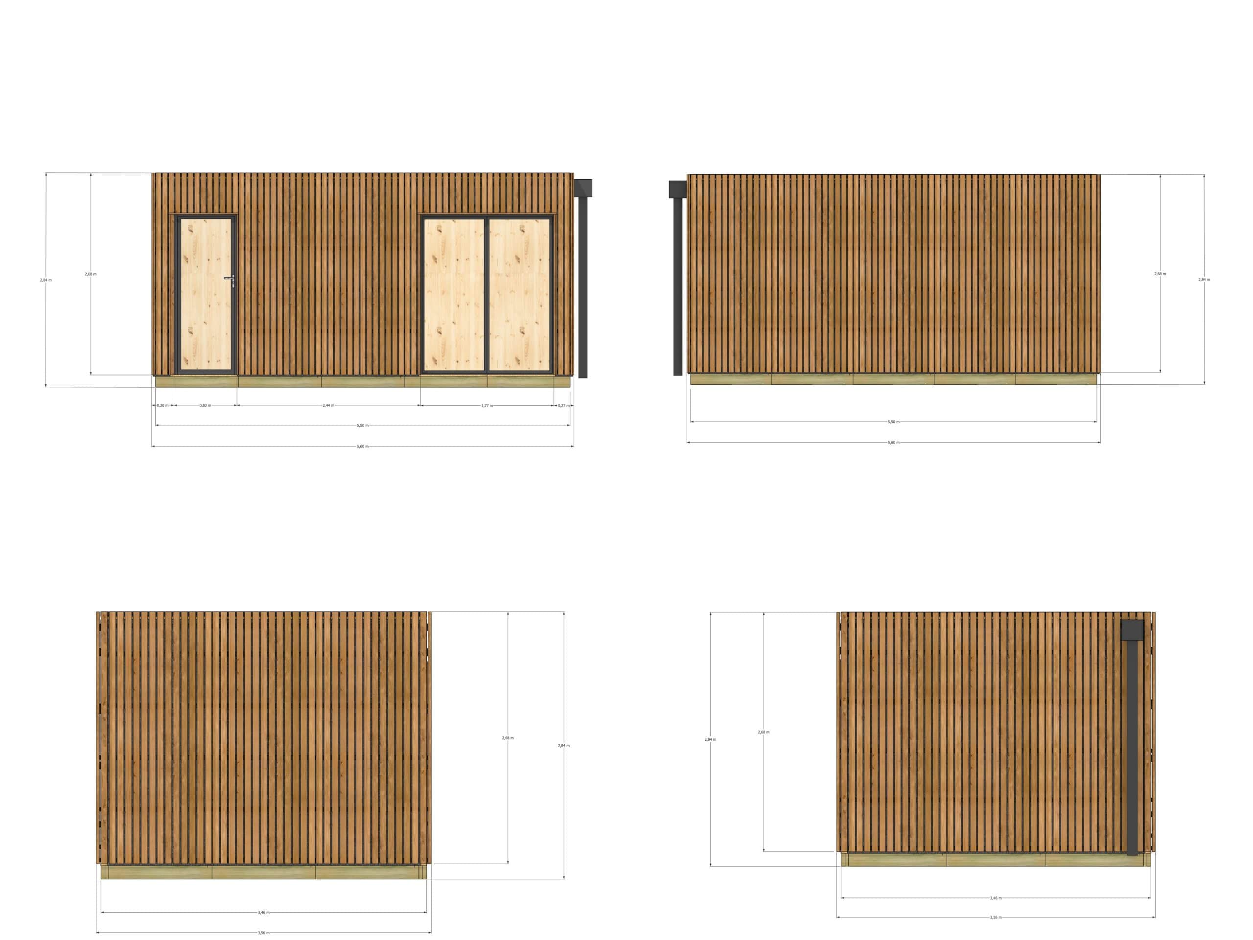 Bureau de jardin bois en bois 5,5 x 3,5 x 2,7 m avec plancher isolé - 4