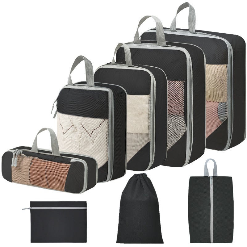 LAOYE Set Da 8 Organizer Da Viaggio Impermeabili - Cubi Porta Abiti Con Borsa Scarpe E Beauty, Beige, Perfetti Per Valigia 26 Pollici - 2