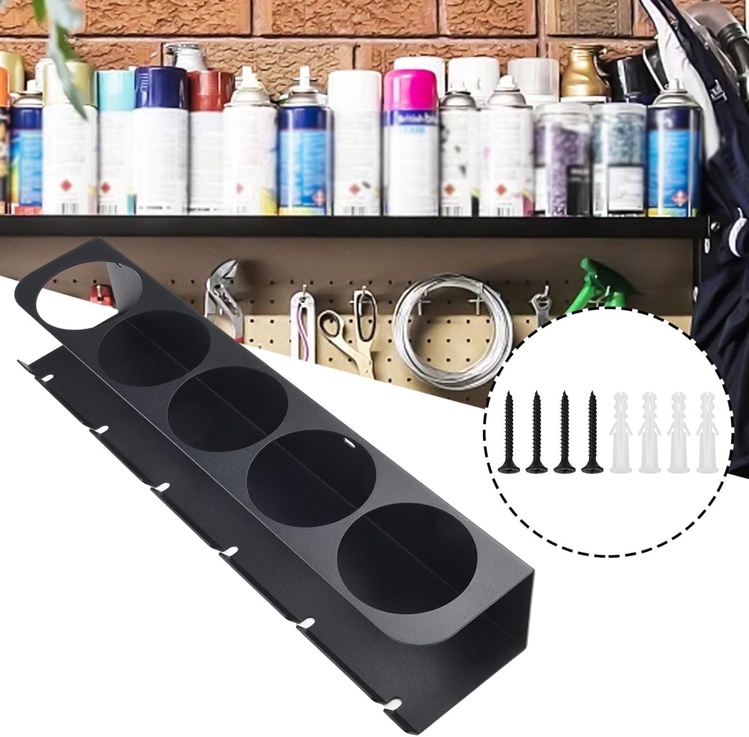 Suporte para latas de aerossol, 2 unidades, suporte de parede para latas de aerossol, organizador de armazenamento e ferramentas elétricas para latas - 5