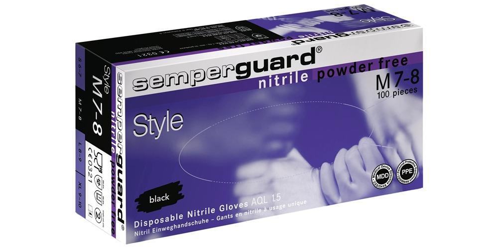 Gant jetable Semperguard Nitril Style taille XL noir nitrile EN 374, EN 455 catégorie EPI III 90 pièces/boîte SEMPERIT - 6