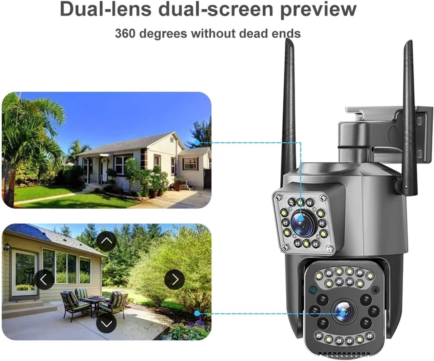 Caméra de surveillance, 4 MP, IP66, double objectif, surveillance extérieure (caméra Wi-Fi 128 G) - 3