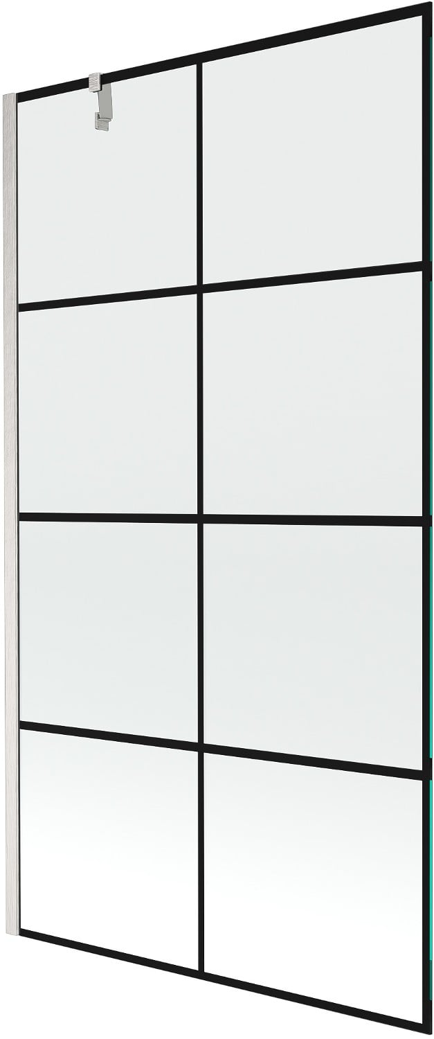 Mexen Next parawan nawannowy 1-skrzydłowy 100 x 150 cm, czarna kratka, nikiel szczotkowany - 895-100-000-00-77-97