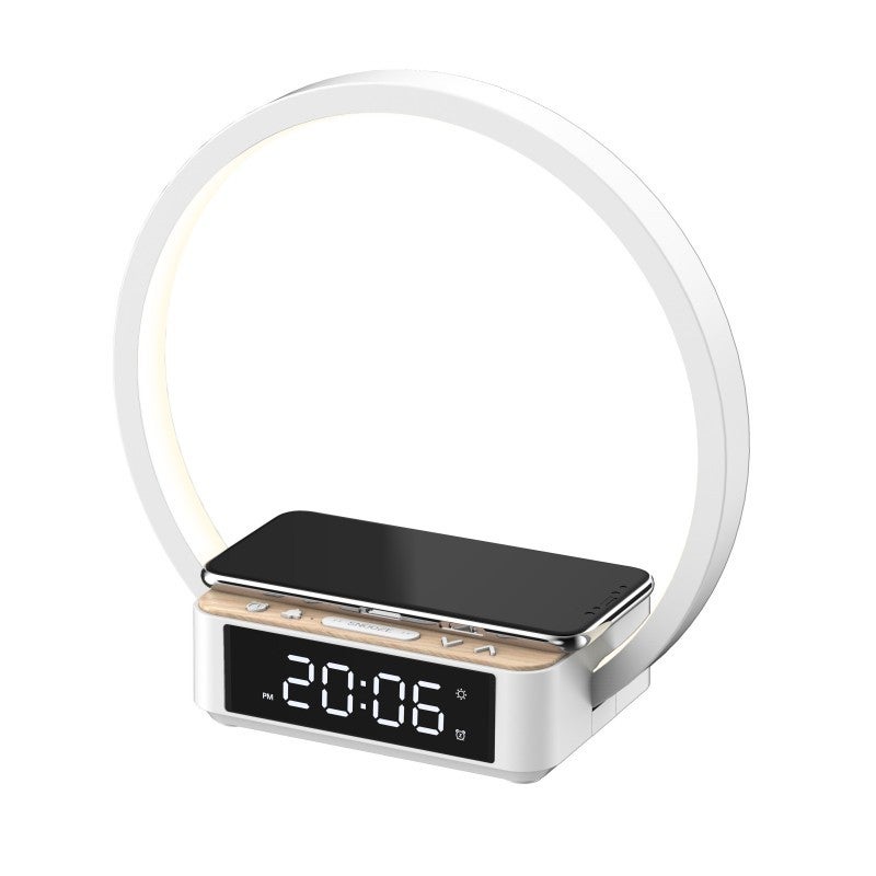 Lámpara de lectura, lámpara de escritorio con carga inalámbrica, despertador táctil, lámpara de mesita digital sónico 10w
