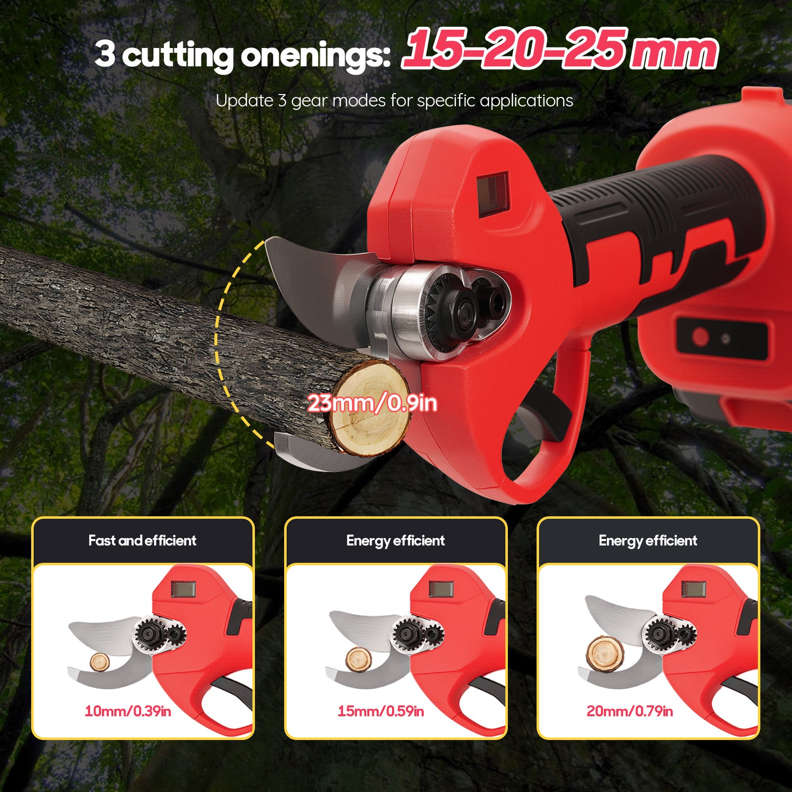 Sécateur Électrique Sans Brosse 21V 300W, 3 Modes, Batterie 2x2Ah, Tête 180° & Perche Télescopique - 2