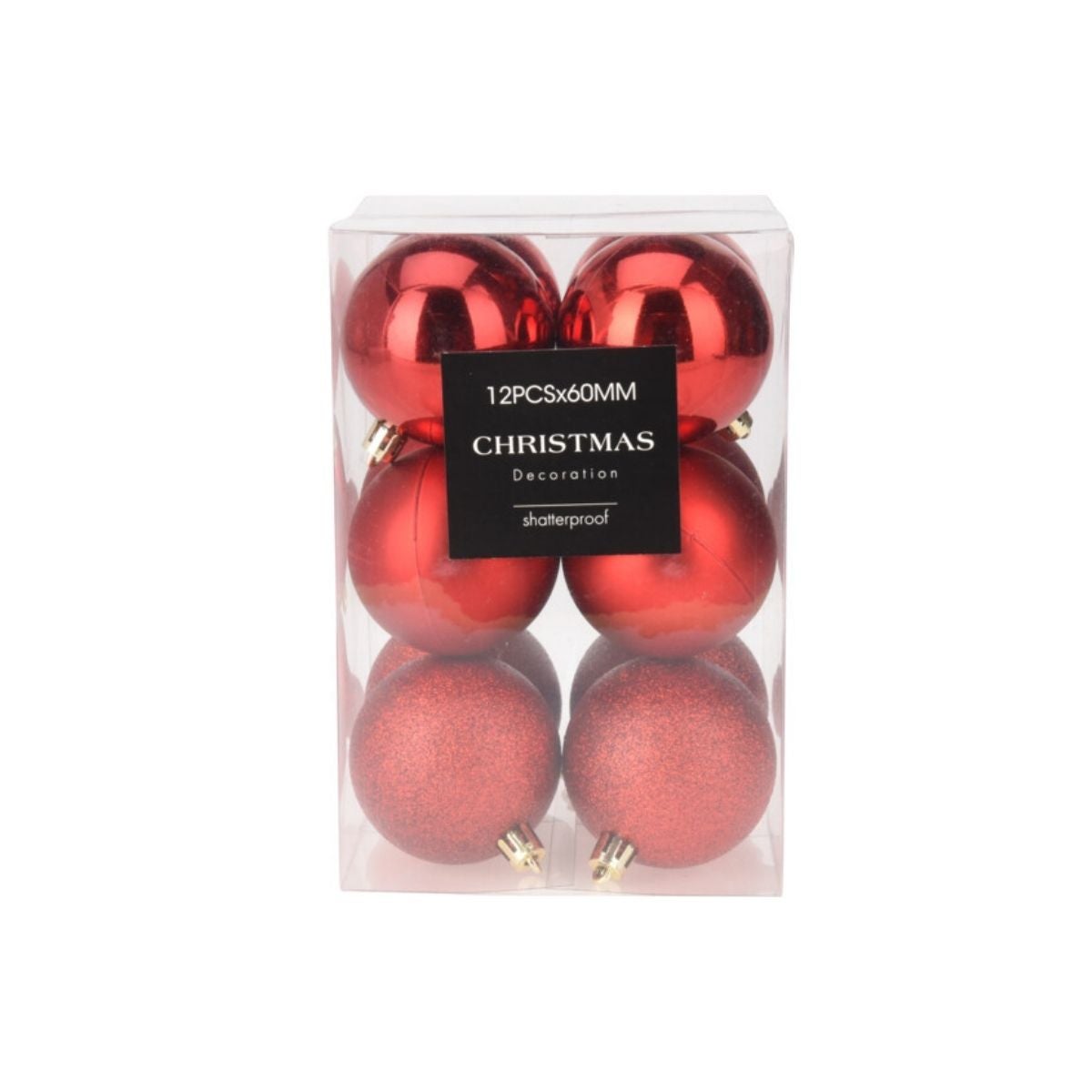 Bombka Dekoracyjna Plastikowa 12 sztuk 60mm Czerwony